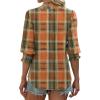 imageXIEERDUO Blouses for Women Dressy Casual 34 Length Sleeve Womens Tops V Neck T Shirts with Smocked CuffsUorange Plaid