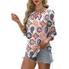 imageXIEERDUO Blouses for Women Dressy Casual 34 Length Sleeve Womens Tops V Neck T Shirts with Smocked CuffsVcolorful Print