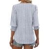 imageXIEERDUO Blouses for Women Dressy Casual 34 Length Sleeve Womens Tops V Neck T Shirts with Smocked CuffsWblue Stripes