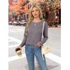 imageXIEERDUO Long Sleeve Shirts for Women Business Casual Tops Trendy Crewneck Fall T Shirts Pleated Loose FitCoffee Grey