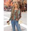imageXIEERDUO Long Sleeve Shirts for Women Business Casual Tops Trendy Crewneck Fall T Shirts Pleated Loose FitD Colorful Boho
