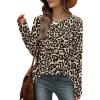 imageXIEERDUO Long Sleeve Shirts for Women Business Casual Tops Trendy Crewneck Fall T Shirts Pleated Loose FitD Leopard