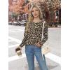 imageXIEERDUO Long Sleeve Shirts for Women Business Casual Tops Trendy Crewneck Fall T Shirts Pleated Loose FitD Leopard