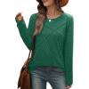 imageXIEERDUO Long Sleeve Shirts for Women Business Casual Tops Trendy Crewneck Fall T Shirts Pleated Loose FitGreen