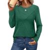 imageXIEERDUO Long Sleeve Shirts for Women Business Casual Tops Trendy Crewneck Fall T Shirts Pleated Loose FitGreen