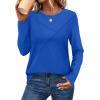 imageXIEERDUO Long Sleeve Shirts for Women Business Casual Tops Trendy Crewneck Fall T Shirts Pleated Loose FitRoyal Blue
