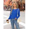 imageXIEERDUO Long Sleeve Shirts for Women Business Casual Tops Trendy Crewneck Fall T Shirts Pleated Loose FitRoyal Blue