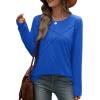 imageXIEERDUO Long Sleeve Shirts for Women Business Casual Tops Trendy Crewneck Fall T Shirts Pleated Loose FitRoyal Blue