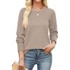 imageXIEERDUO Sweaters for Women Long Sleeve Shirts Round Neck Ribbed Knit Pullover Sweater Fashion ClothingApricot