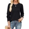 imageXIEERDUO Sweaters for Women Long Sleeve Shirts Round Neck Ribbed Knit Pullover Sweater Fashion ClothingBlack
