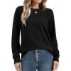 imageXIEERDUO Sweaters for Women Long Sleeve Shirts Round Neck Ribbed Knit Pullover Sweater Fashion ClothingBlack
