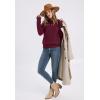 imageXIEERDUO Sweaters for Women Long Sleeve Shirts Round Neck Ribbed Knit Pullover Sweater Fashion ClothingBurgundy