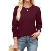 imageXIEERDUO Sweaters for Women Long Sleeve Shirts Round Neck Ribbed Knit Pullover Sweater Fashion ClothingBurgundy