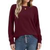 imageXIEERDUO Sweaters for Women Long Sleeve Shirts Round Neck Ribbed Knit Pullover Sweater Fashion ClothingBurgundy