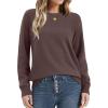 imageXIEERDUO Sweaters for Women Long Sleeve Shirts Round Neck Ribbed Knit Pullover Sweater Fashion ClothingCoffee