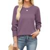 imageXIEERDUO Sweaters for Women Long Sleeve Shirts Round Neck Ribbed Knit Pullover Sweater Fashion ClothingGray Purple