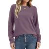 imageXIEERDUO Sweaters for Women Long Sleeve Shirts Round Neck Ribbed Knit Pullover Sweater Fashion ClothingGray Purple