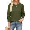 imageXIEERDUO Sweaters for Women Long Sleeve Shirts Round Neck Ribbed Knit Pullover Sweater Fashion ClothingGreen