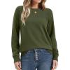 imageXIEERDUO Sweaters for Women Long Sleeve Shirts Round Neck Ribbed Knit Pullover Sweater Fashion ClothingGreen
