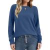 imageXIEERDUO Sweaters for Women Long Sleeve Shirts Round Neck Ribbed Knit Pullover Sweater Fashion ClothingPeacock