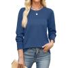 imageXIEERDUO Sweaters for Women Long Sleeve Shirts Round Neck Ribbed Knit Pullover Sweater Fashion ClothingPeacock