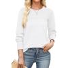 imageXIEERDUO Sweaters for Women Long Sleeve Shirts Round Neck Ribbed Knit Pullover Sweater Fashion ClothingWhite