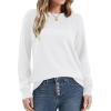 imageXIEERDUO Sweaters for Women Long Sleeve Shirts Round Neck Ribbed Knit Pullover Sweater Fashion ClothingWhite