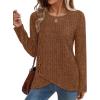 imageXIEERDUO Tunic Sweaters for Women Long Sleeve Shirts Crew Neck Tops with Buttons Fall Fashion Outfits Winter ClothingDark Caramel
