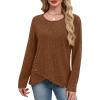imageXIEERDUO Tunic Sweaters for Women Long Sleeve Shirts Crew Neck Tops with Buttons Fall Fashion Outfits Winter ClothingDark Caramel