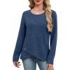 imageXIEERDUO Tunic Sweaters for Women Long Sleeve Shirts Crew Neck Tops with Buttons Fall Fashion Outfits Winter ClothingDeep Blue