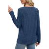 imageXIEERDUO Tunic Sweaters for Women Long Sleeve Shirts Crew Neck Tops with Buttons Fall Fashion Outfits Winter ClothingDeep Blue