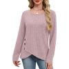 imageXIEERDUO Tunic Sweaters for Women Long Sleeve Shirts Crew Neck Tops with Buttons Fall Fashion Outfits Winter ClothingPinkish Purple