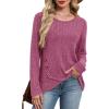 imageXIEERDUO Tunic Sweaters for Women Long Sleeve Shirts Crew Neck Tops with Buttons Fall Fashion Outfits Winter ClothingPurple Red