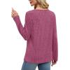 imageXIEERDUO Tunic Sweaters for Women Long Sleeve Shirts Crew Neck Tops with Buttons Fall Fashion Outfits Winter ClothingPurple Red
