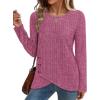 imageXIEERDUO Tunic Sweaters for Women Long Sleeve Shirts Crew Neck Tops with Buttons Fall Fashion Outfits Winter ClothingPurple Red