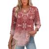 imageXIEERDUO Womens 34 Sleeve Tops with Buttons VNeck Summer Outfits Casual Blouses Shirts Beach Vacation Fall Clothes 2025Fblush Gradient