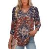 imageXIEERDUO Womens 34 Sleeve Tops with Buttons VNeck Summer Outfits Casual Blouses Shirts Beach Vacation Fall Clothes 2025Fboho Medallion