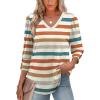 imageXIEERDUO Womens 34 Sleeve Tops with Buttons VNeck Summer Outfits Casual Blouses Shirts Beach Vacation Fall Clothes 2025Fcolorful Stripes