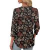 imageXIEERDUO Womens 34 Sleeve Tops with Buttons VNeck Summer Outfits Casual Blouses Shirts Beach Vacation Fall Clothes 2025Fdark Floral Leaf