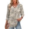 imageXIEERDUO Womens 34 Sleeve Tops with Buttons VNeck Summer Outfits Casual Blouses Shirts Beach Vacation Fall Clothes 2025Fgrid Texture