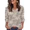 imageXIEERDUO Womens 34 Sleeve Tops with Buttons VNeck Summer Outfits Casual Blouses Shirts Beach Vacation Fall Clothes 2025Fgrid Texture
