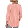 imageXIEERDUO Womens 34 Sleeve Tops with Buttons VNeck Summer Outfits Casual Blouses Shirts Beach Vacation Fall Clothes 2025Fpink Stripes