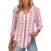imageXIEERDUO Womens 34 Sleeve Tops with Buttons VNeck Summer Outfits Casual Blouses Shirts Beach Vacation Fall Clothes 2025Fred Floral Stripe