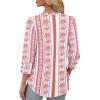 imageXIEERDUO Womens 34 Sleeve Tops with Buttons VNeck Summer Outfits Casual Blouses Shirts Beach Vacation Fall Clothes 2025Fred Floral Stripe