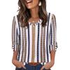 imageXIEERDUO Womens 34 Sleeve Tops with Buttons VNeck Summer Outfits Casual Blouses Shirts Beach Vacation Fall Clothes 2025Fretro Stripe