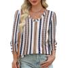imageXIEERDUO Womens 34 Sleeve Tops with Buttons VNeck Summer Outfits Casual Blouses Shirts Beach Vacation Fall Clothes 2025Fretro Stripe