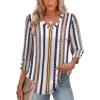 imageXIEERDUO Womens 34 Sleeve Tops with Buttons VNeck Summer Outfits Casual Blouses Shirts Beach Vacation Fall Clothes 2025Fretro Stripe