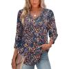 imageXIEERDUO Womens 34 Sleeve Tops with Buttons VNeck Summer Outfits Casual Blouses Shirts Beach Vacation Fall Clothes 2025Fvintage Floral