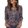 imageXIEERDUO Womens 34 Sleeve Tops with Buttons VNeck Summer Outfits Casual Blouses Shirts Beach Vacation Fall Clothes 2025Fvintage Floral