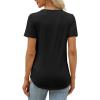 imageXIEERDUO Womens Pleated Tops Dressy Casual Short Sleeve Shirts Fashion Blouses Loose Curved Hem Long Tunic S3XLA Black